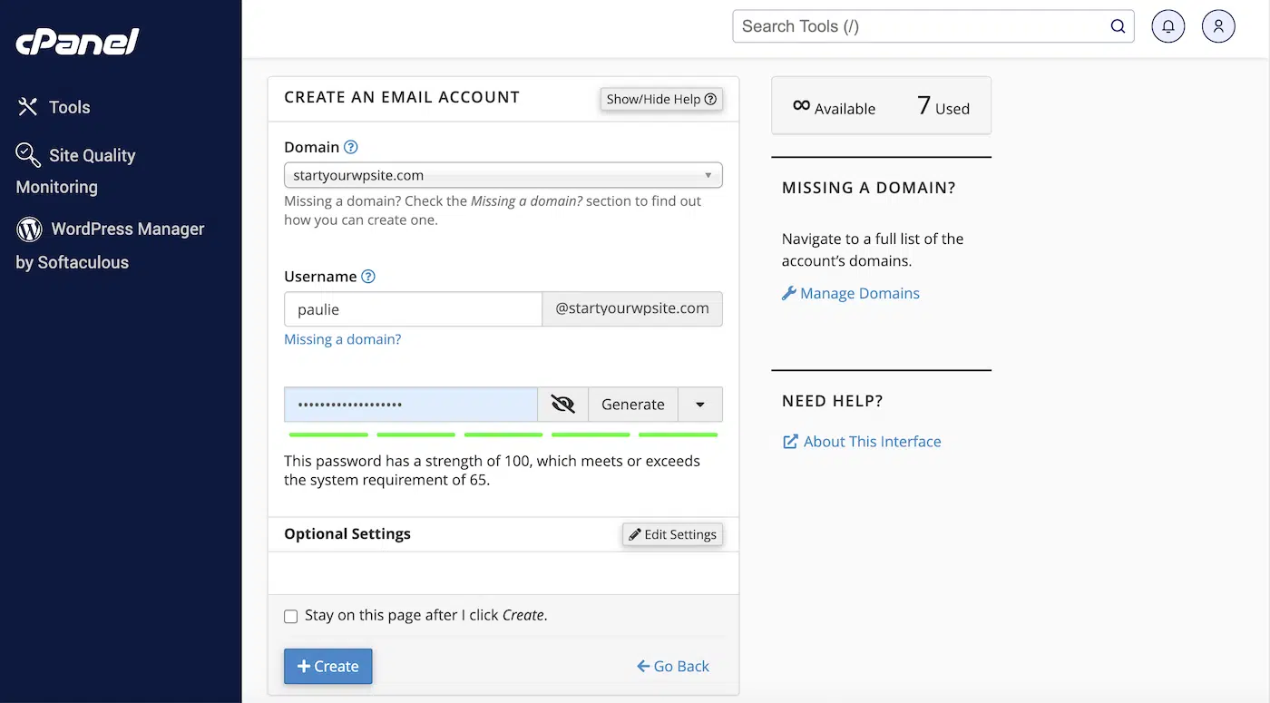 New cPanel Email Account Setup
