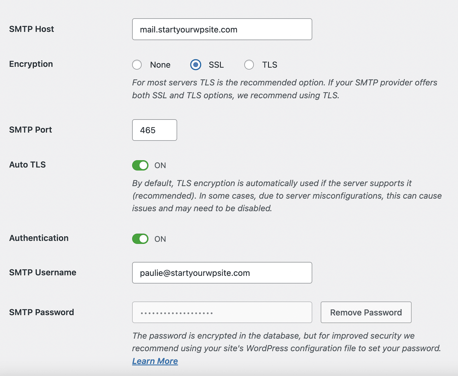 cPanel Email SMTP Credentials