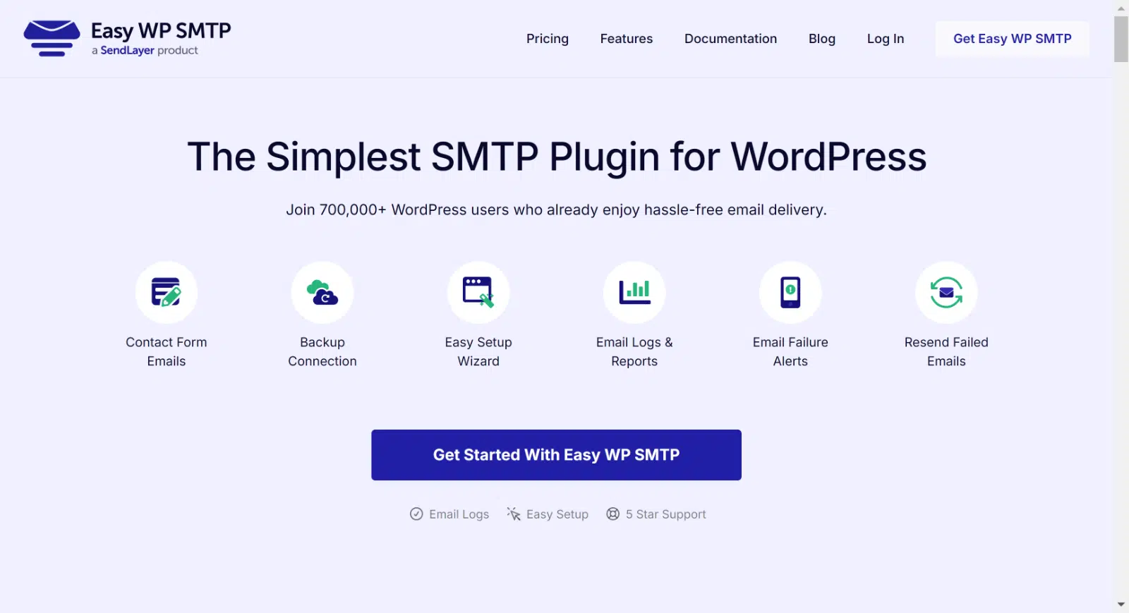 página inicial do easy wp smtp