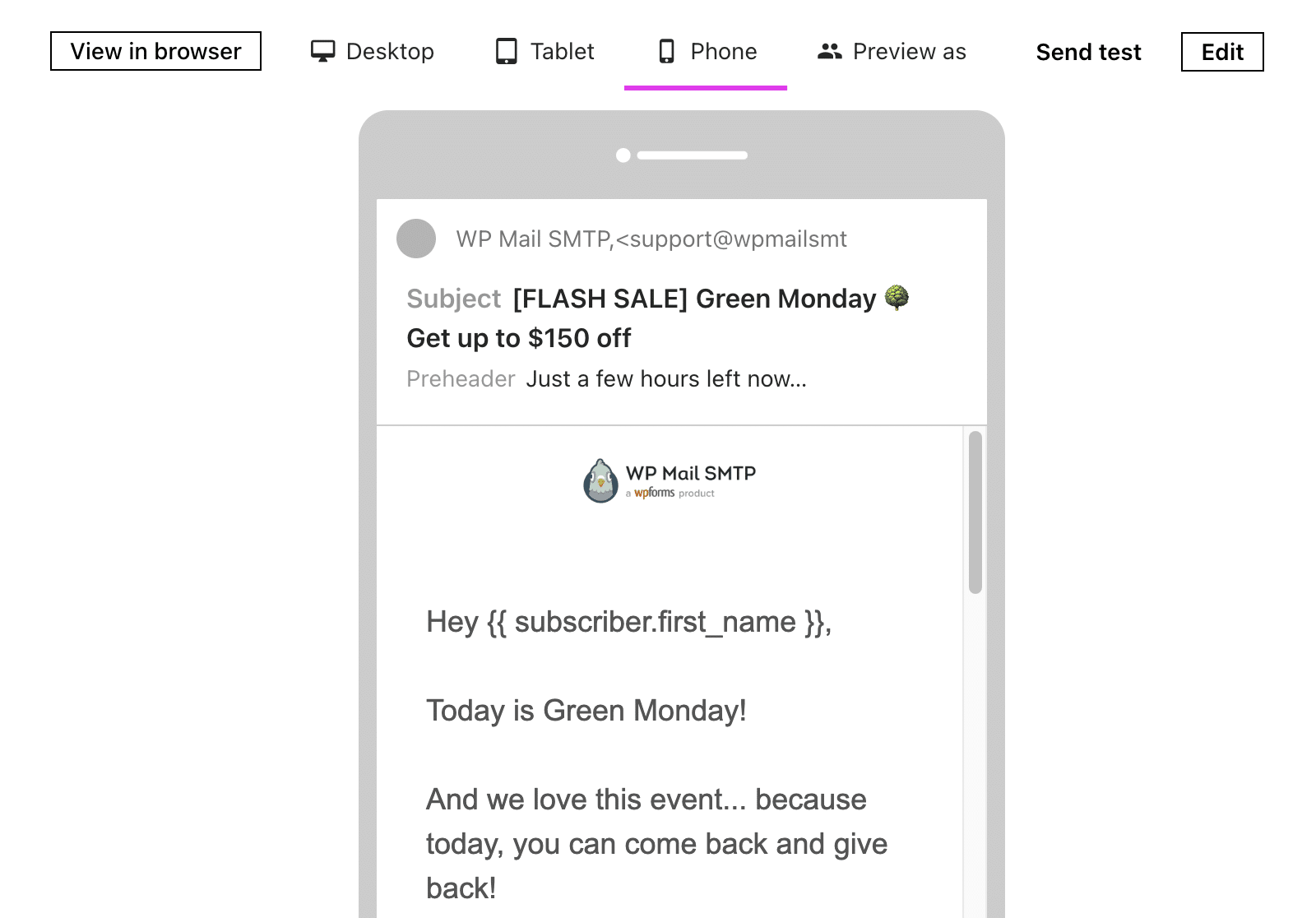 Email Mobile Preview