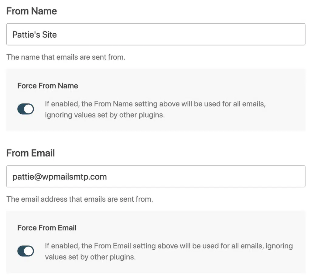 force from email name