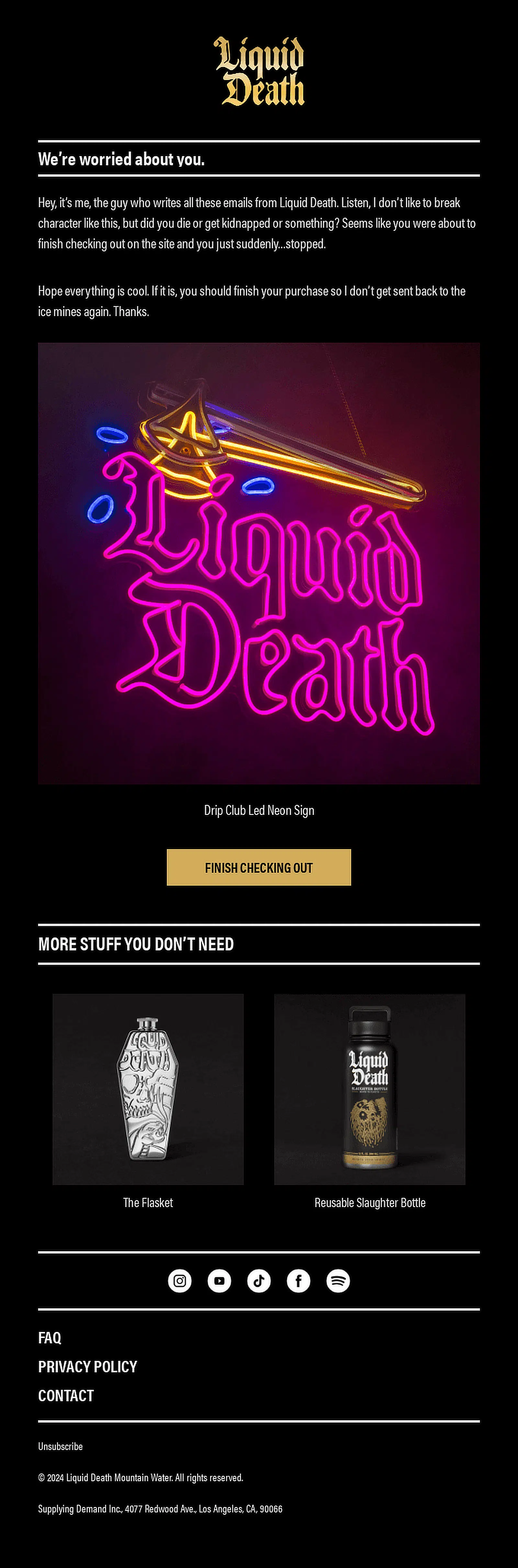 esempio di email per carrello abbandonato di liquid death