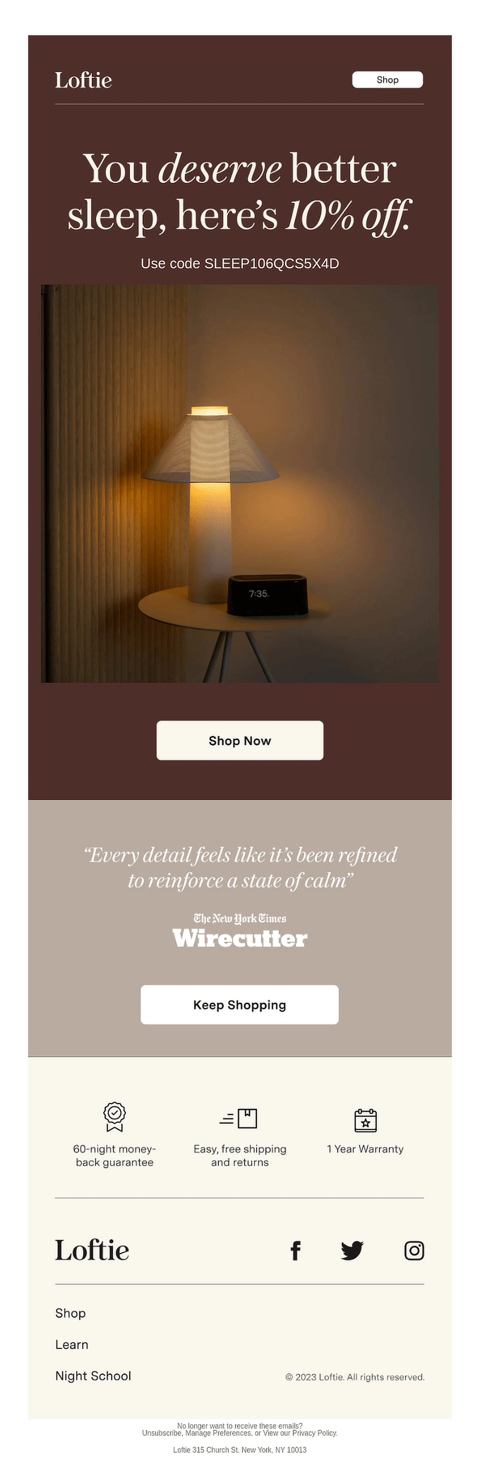 Esempio di email carrello abbandonato Loftie