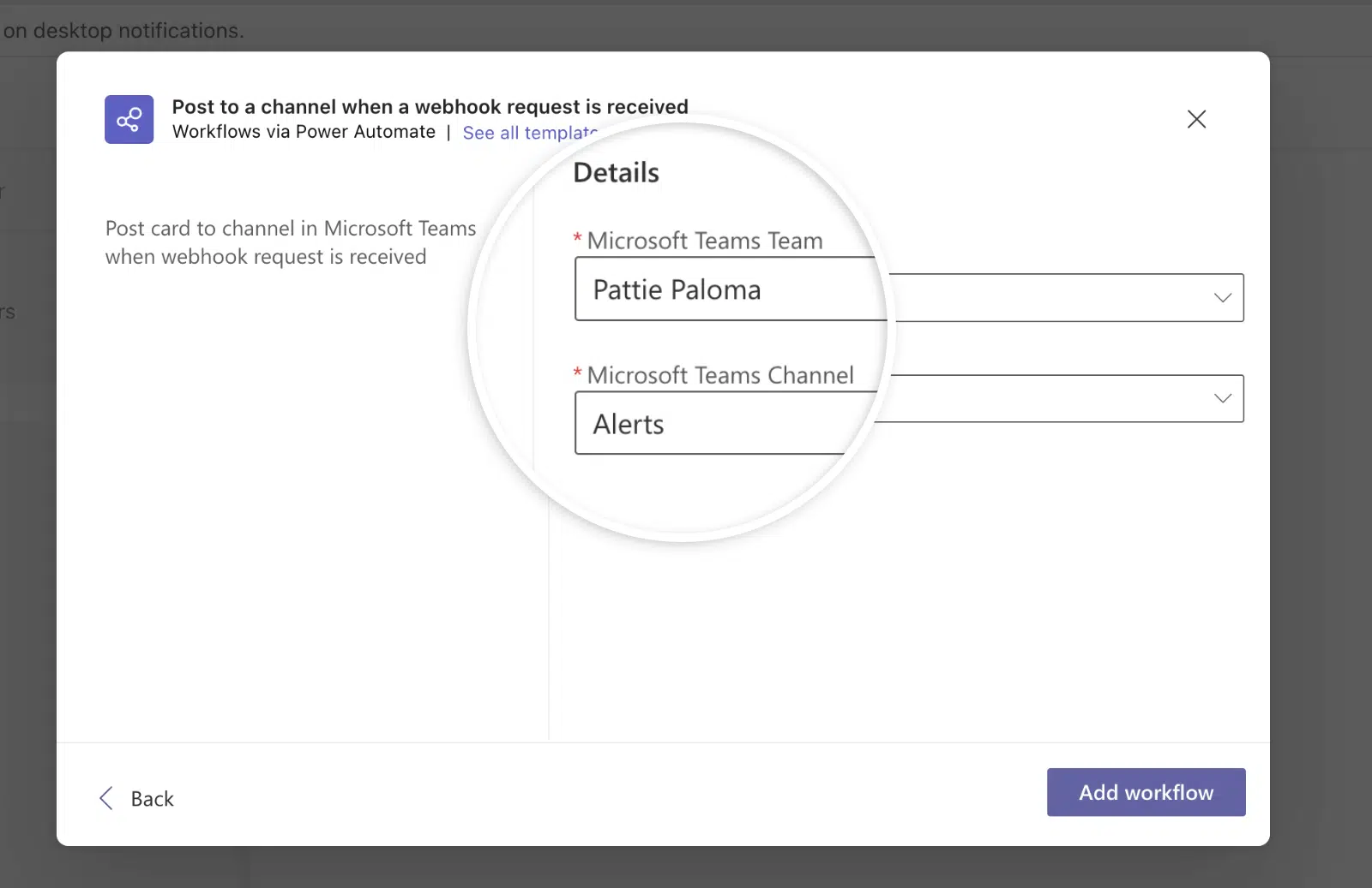 Select MS Team and Channel