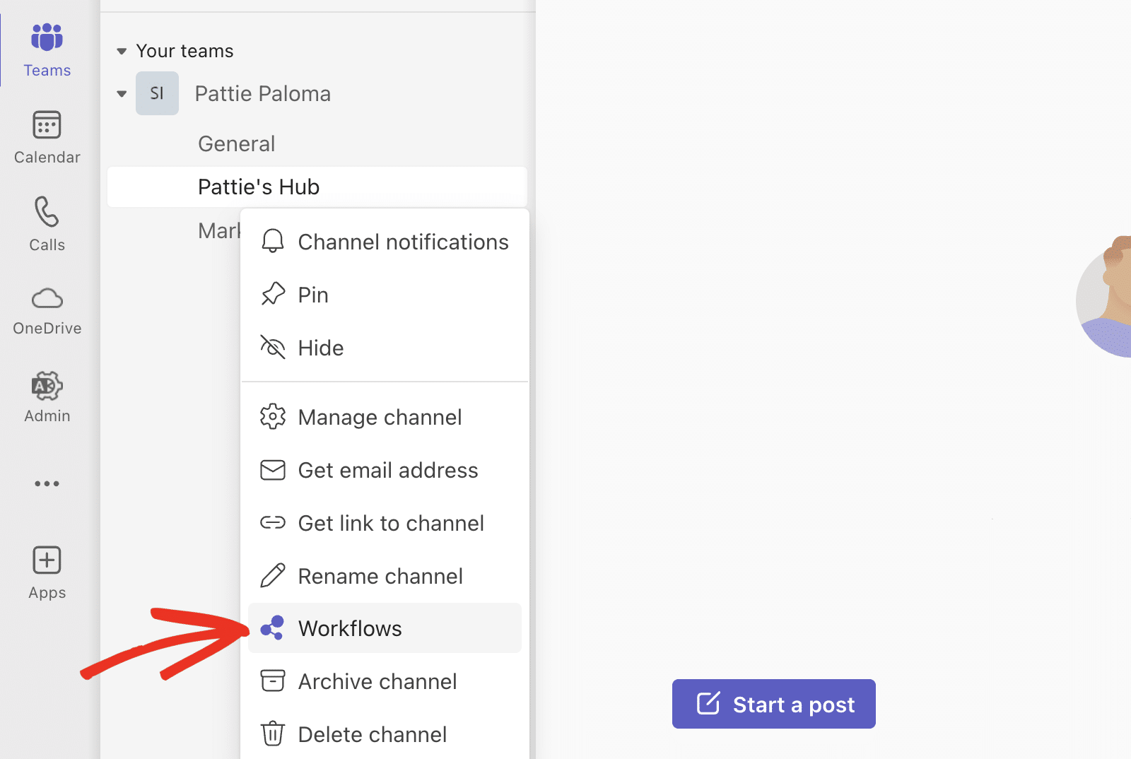 Select Workflows option