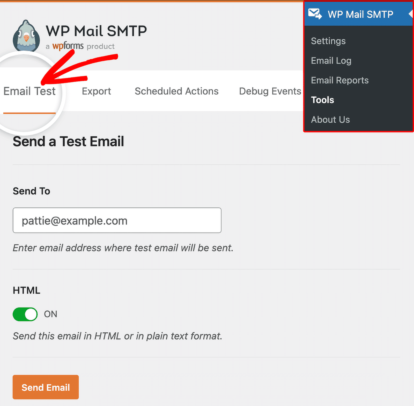 test email wp mail smtp