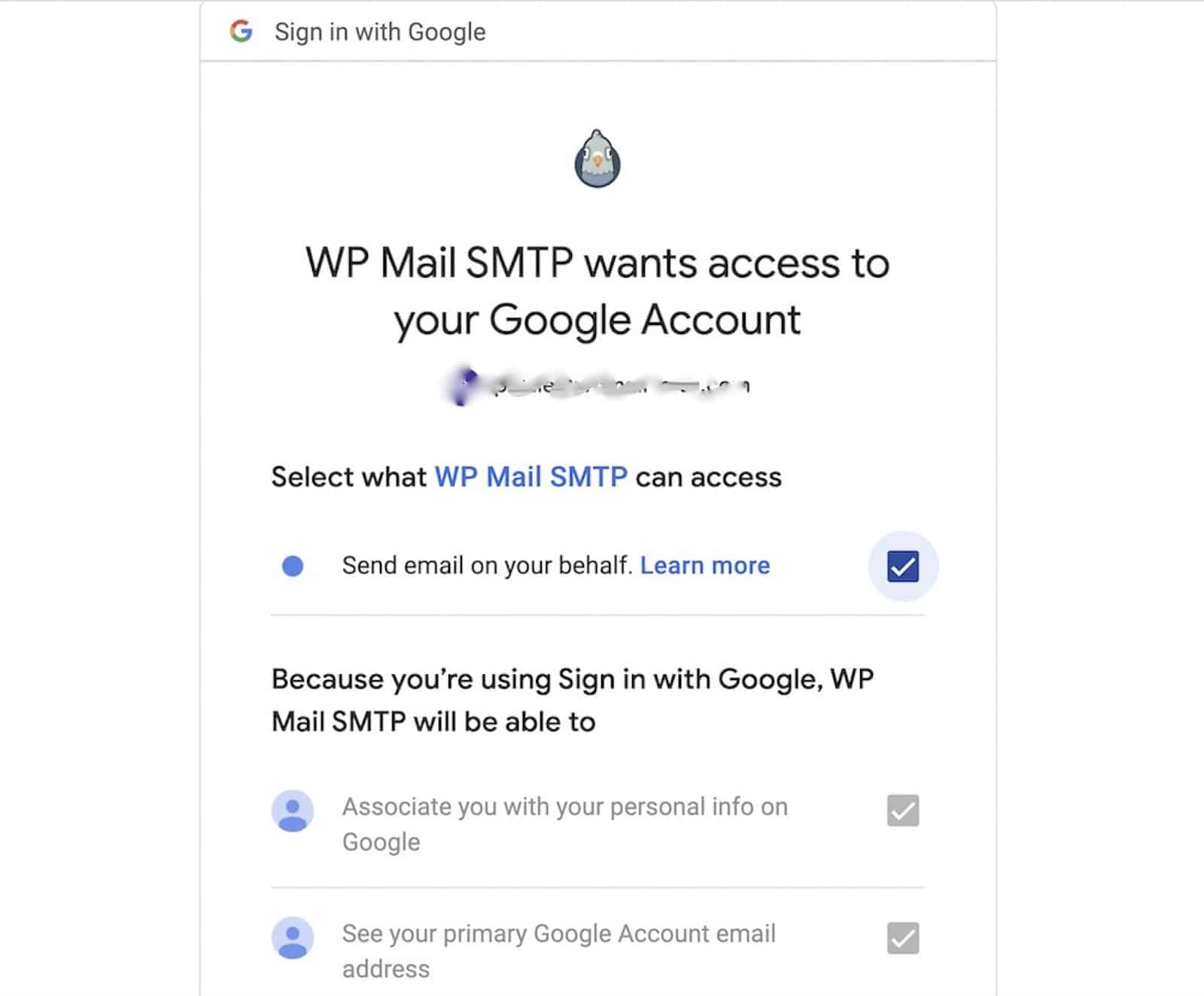 Giving access to Google account