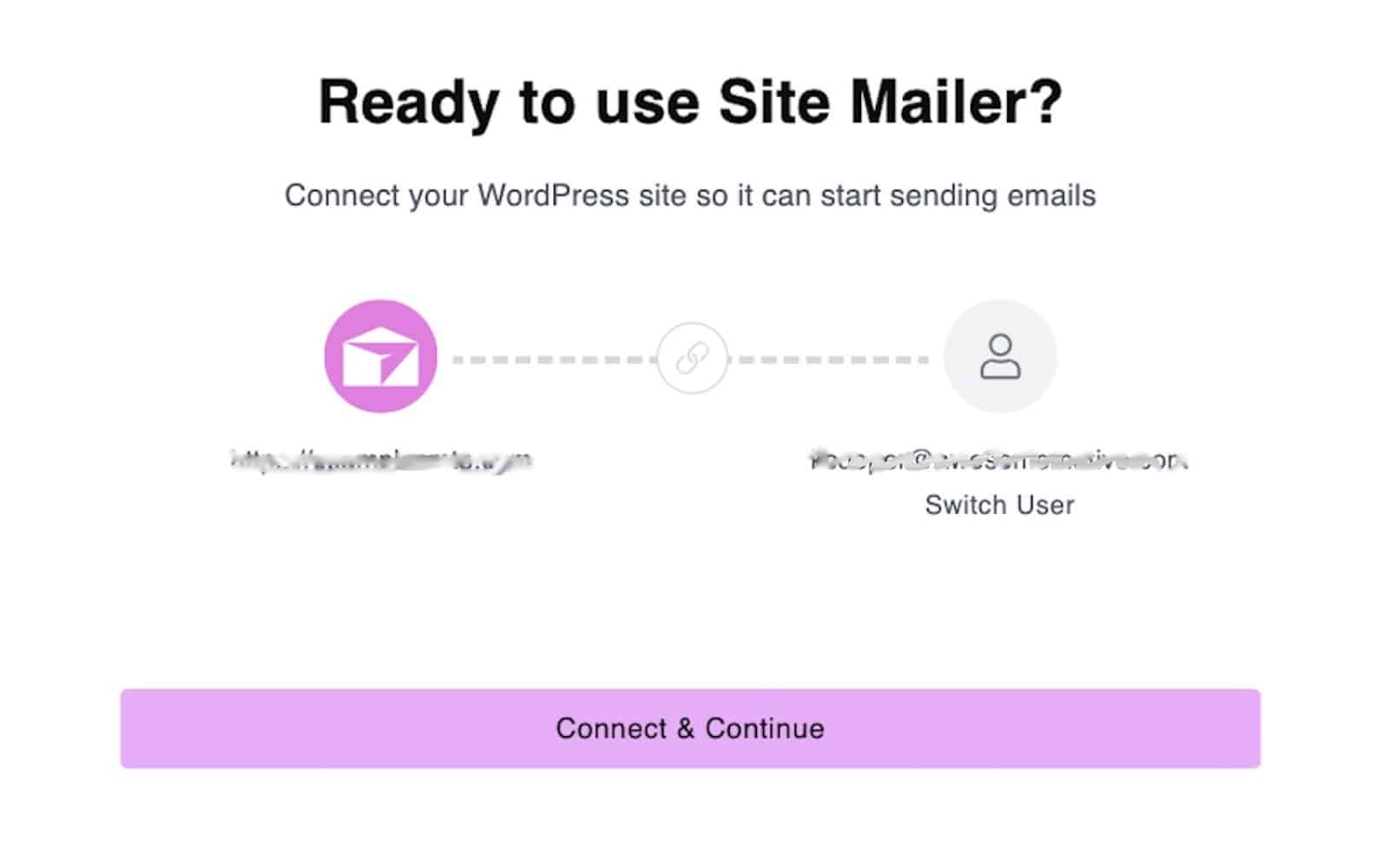 Confirming the connection to Site Mailer