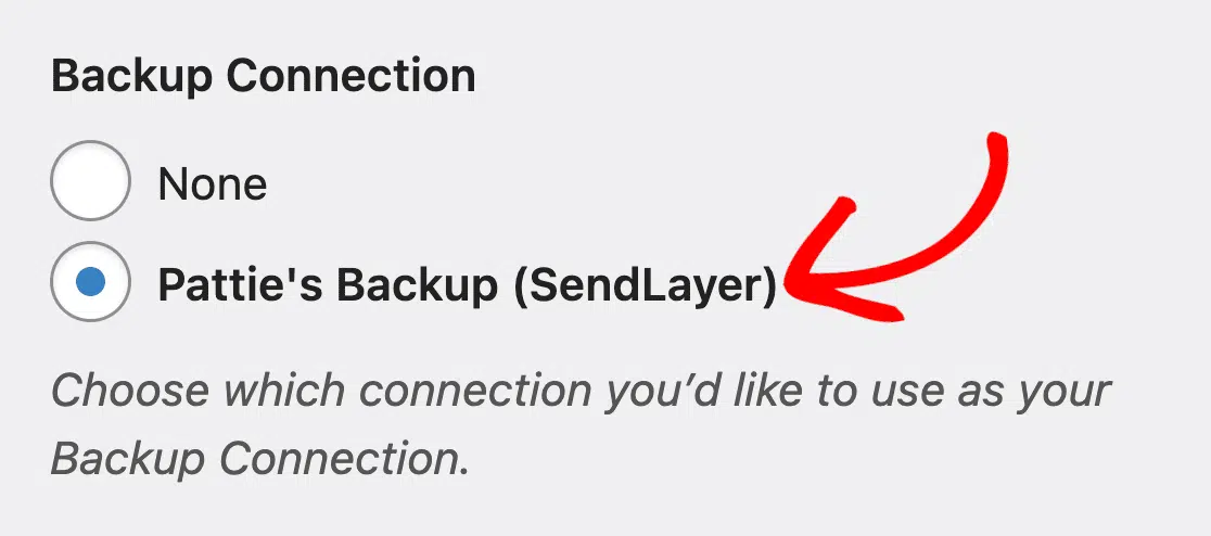 selezione connessione di backup