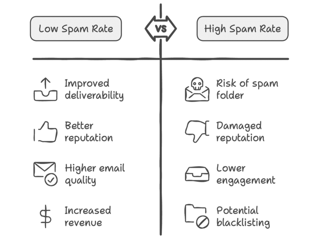 niedrige vs. hohe Spam-Rate