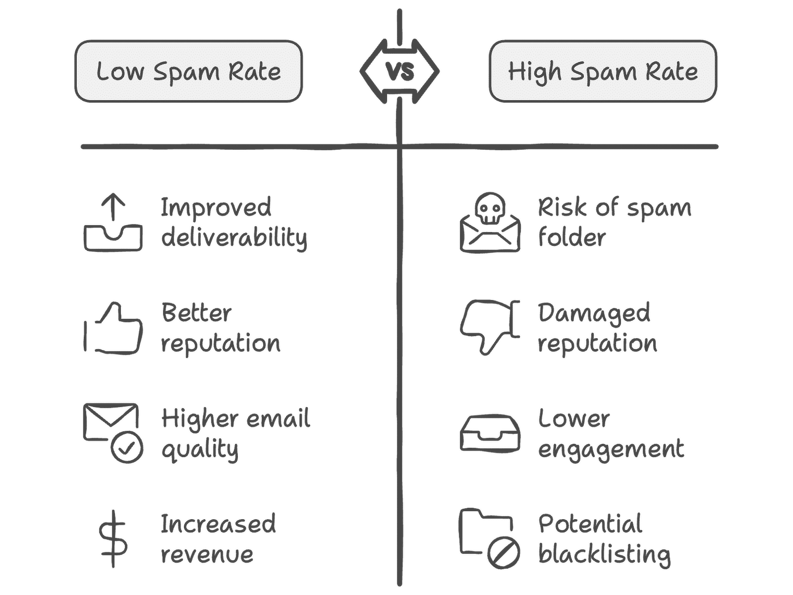 low vs high spam rate