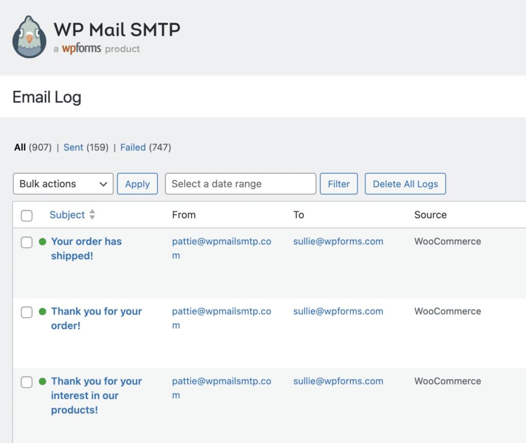 WP Mail SMTP Email Logs - WP Mail SMTP WP Mail SMTP email logs