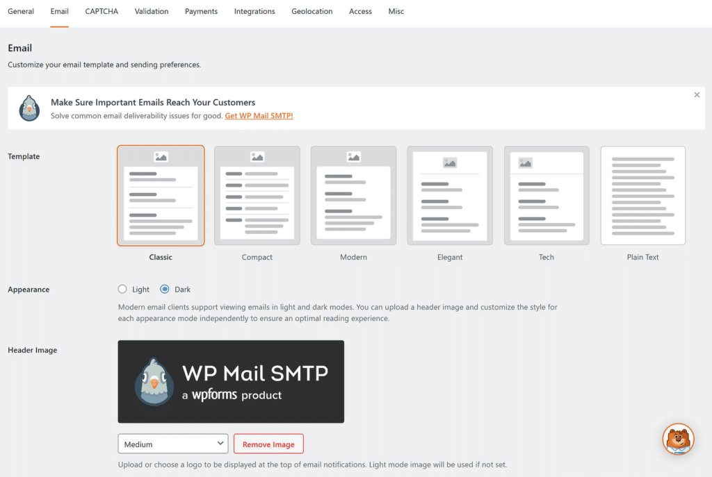 wpforms email customization