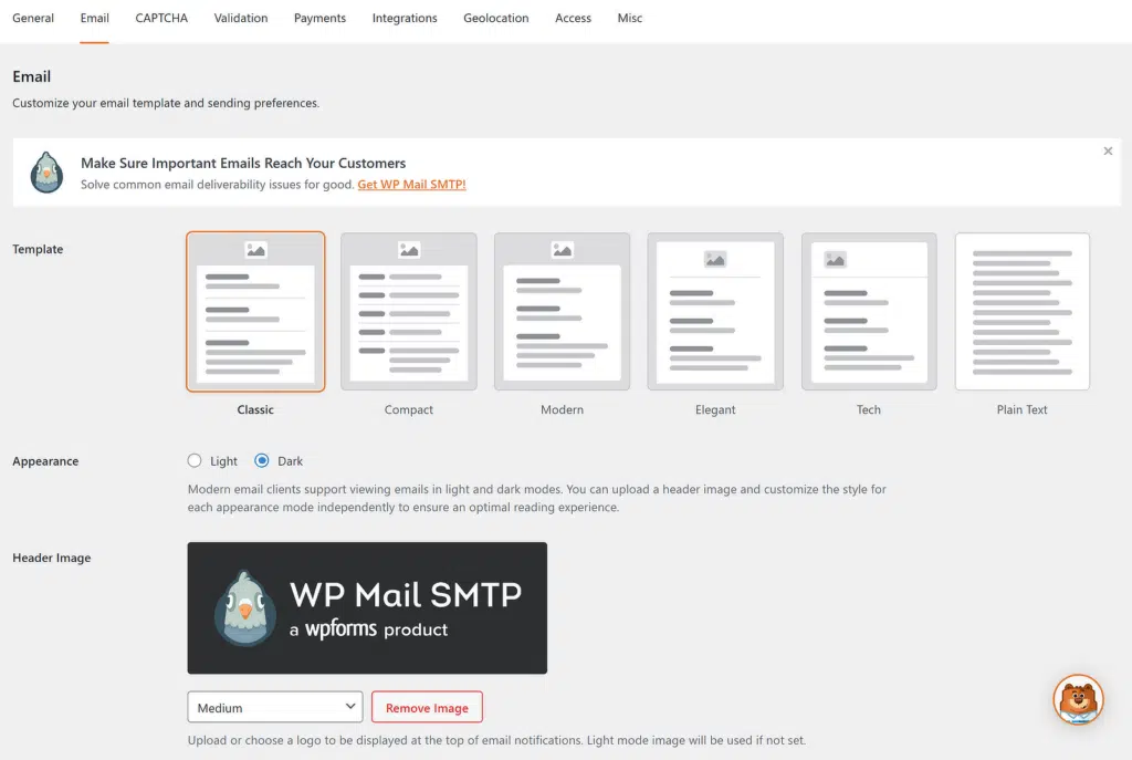 personnalisation des e-mails wpforms