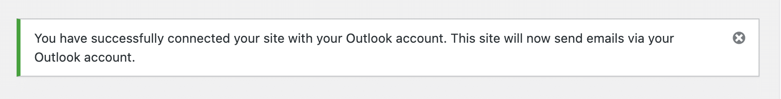 Outlook mailer connection successful message