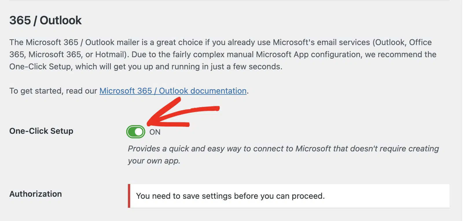 one-click-setup-gmail-mailer - WP Mail SMTP Enable One-Click setup for Outlook mailer