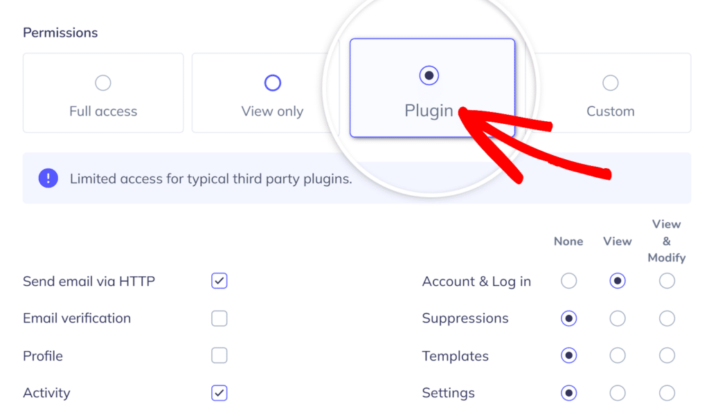 Select plugin permission level