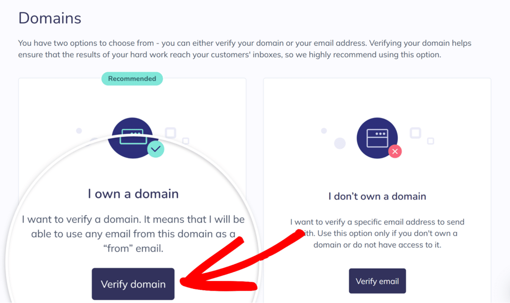 Click Verify domain