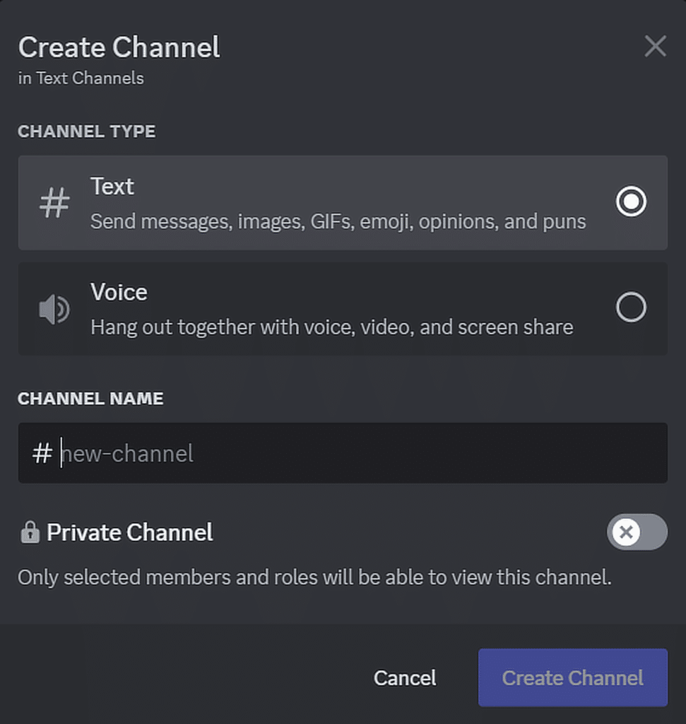 create discord channel