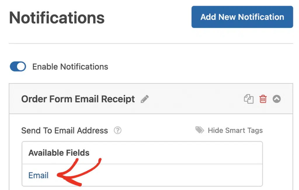 notification de reçu par e-mail