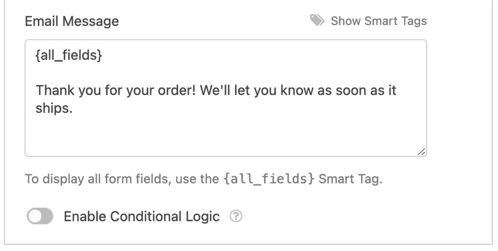 notification de résumé de commande wpforms