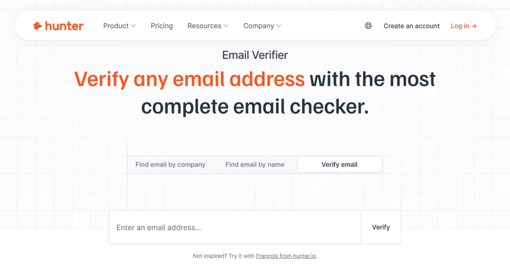 verify email addresses hunter