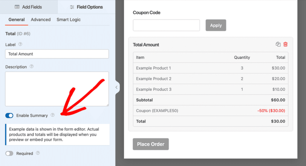 wpforms order summary