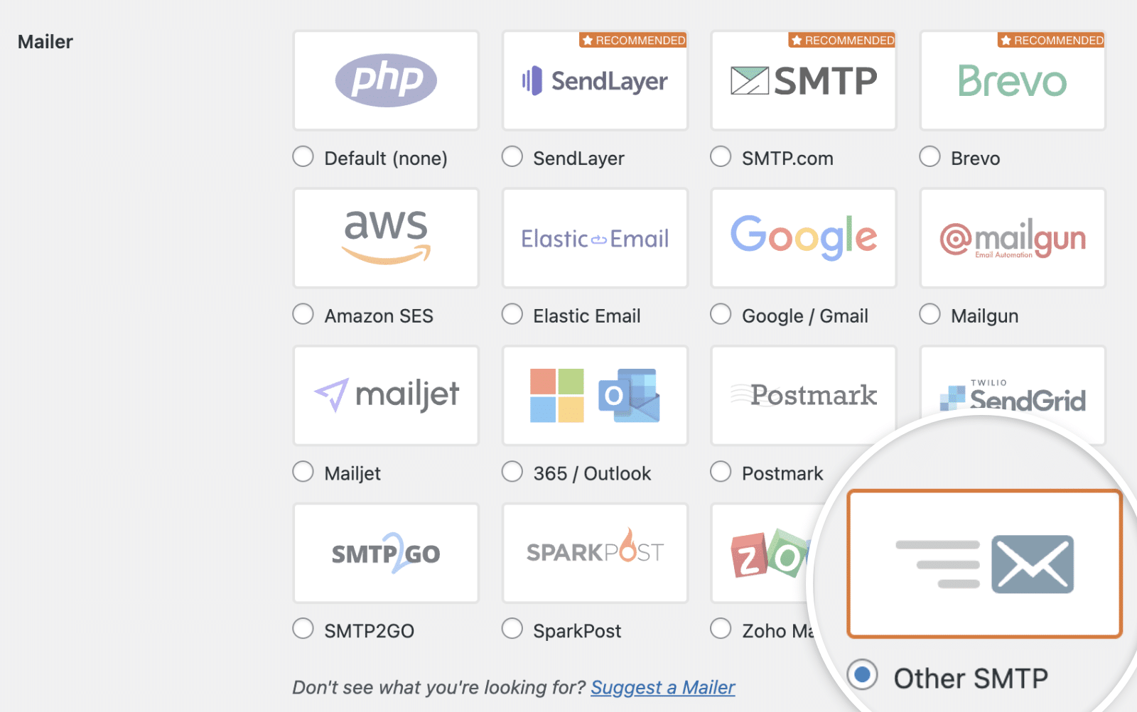 Select Other SMTP option