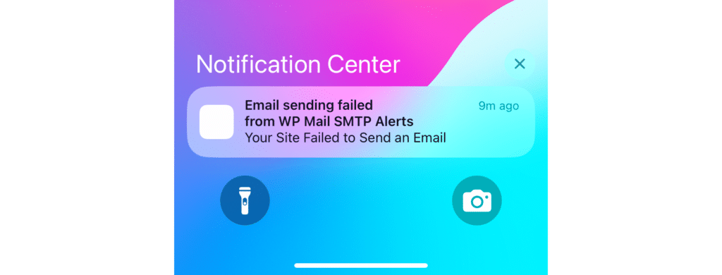 WP Mail SMTP Email Failure Alert on iPhone