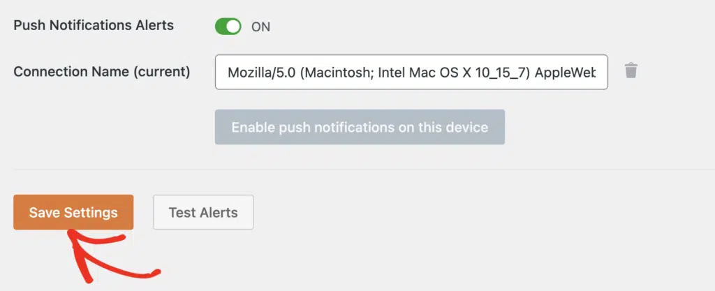 save notification settings