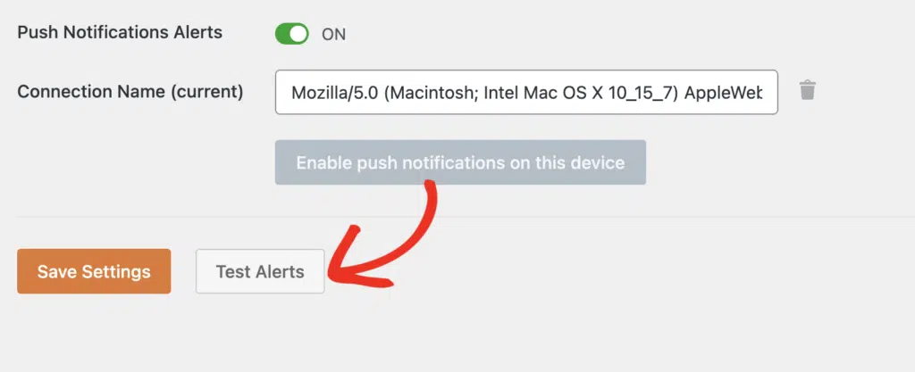 test push notifications