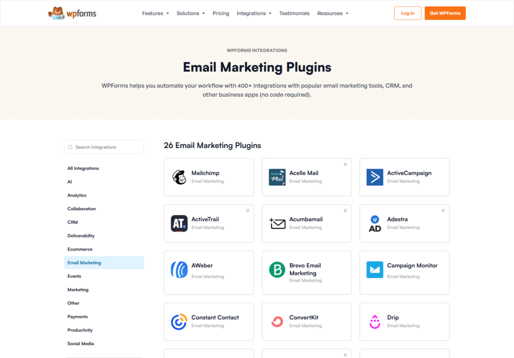 wpforms email marketing integrations