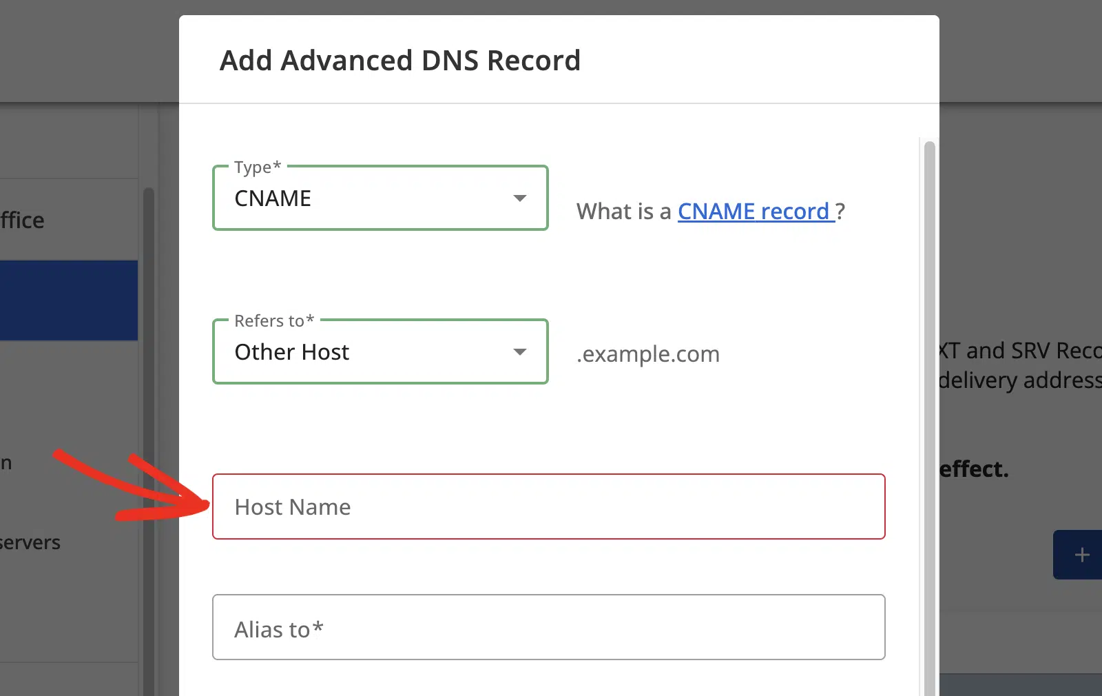 host-record-in-bluehost