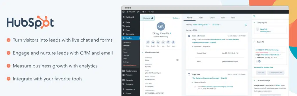 Hubspot CRM and email plugin