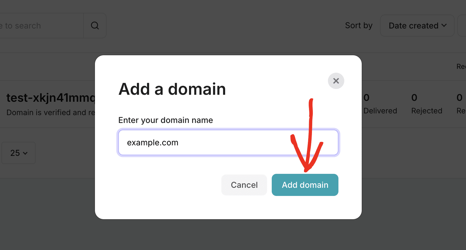 Enter domain name