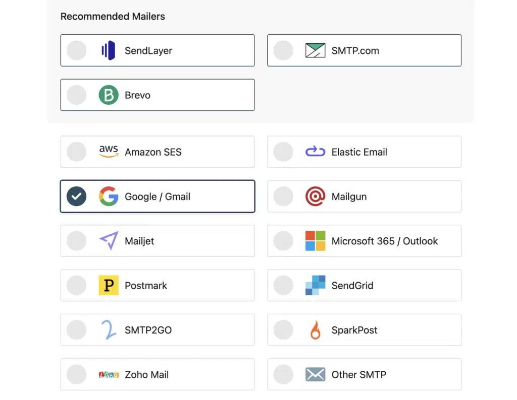 Choose Mailer from Setup Wizard