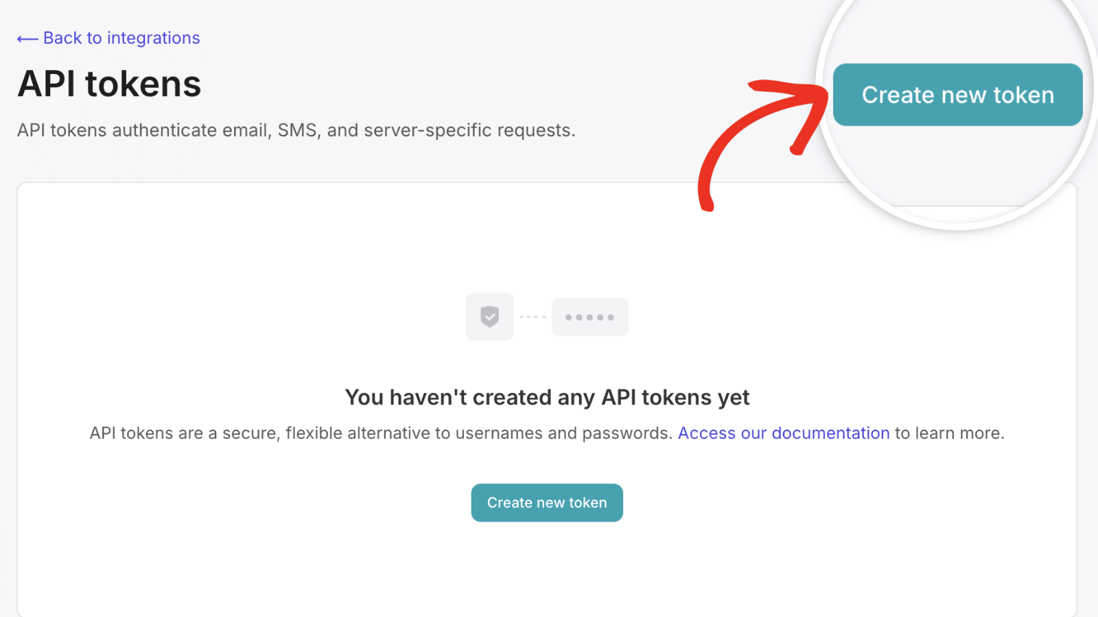 Click the Create new token button