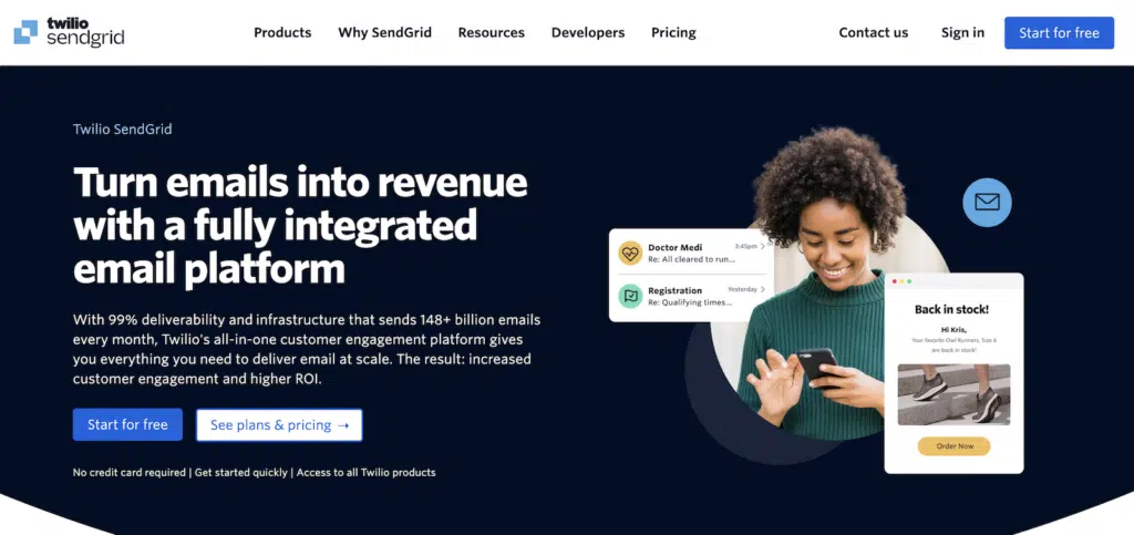 Twilio Sendgrid Homepage