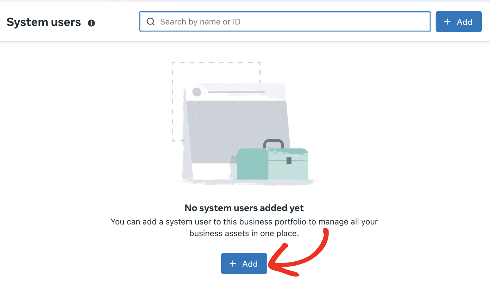 Add system user button