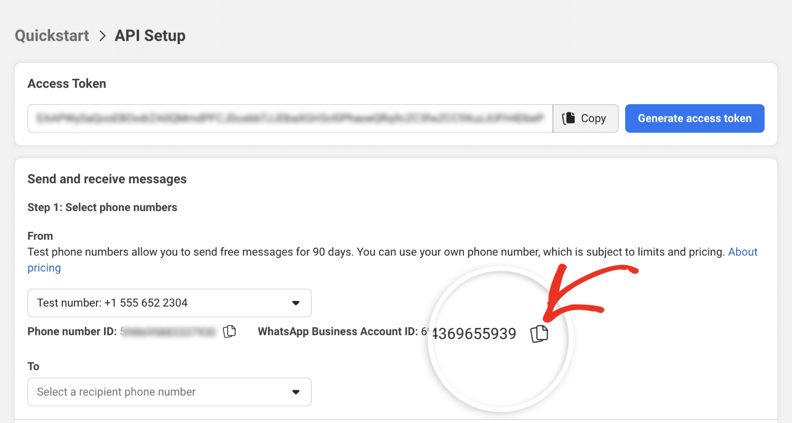 Copy WhatsApp Business ID