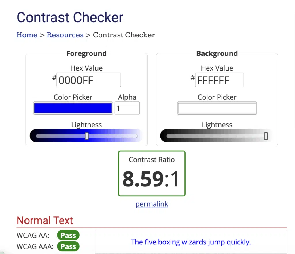 WCAG contrast checker