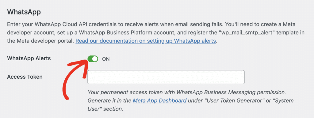 Enable WhatsApp Alerts