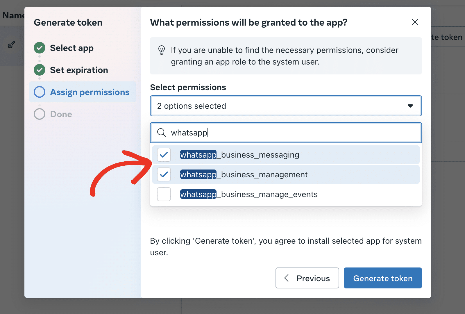 Enable WhatsApp Business API options