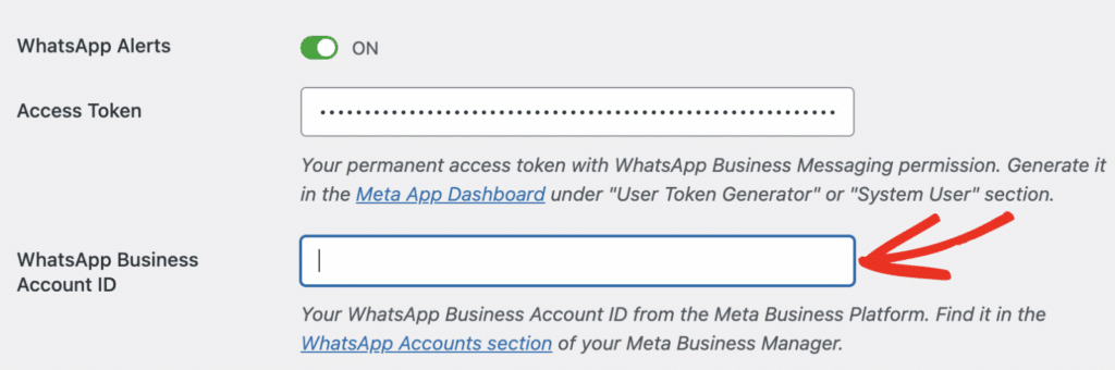 WhatsApp business ID