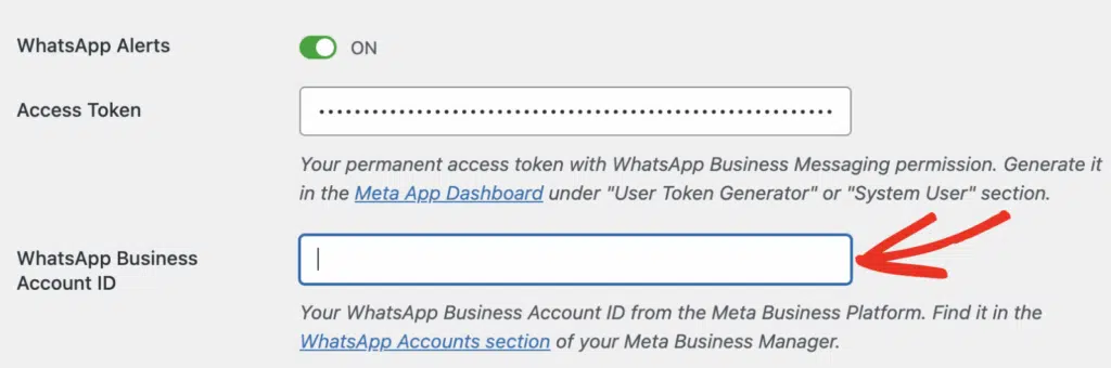 WhatsApp business ID