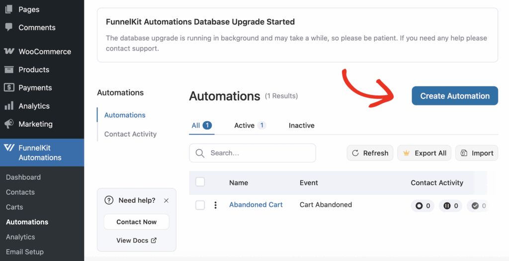 Create automation in Funnelkit