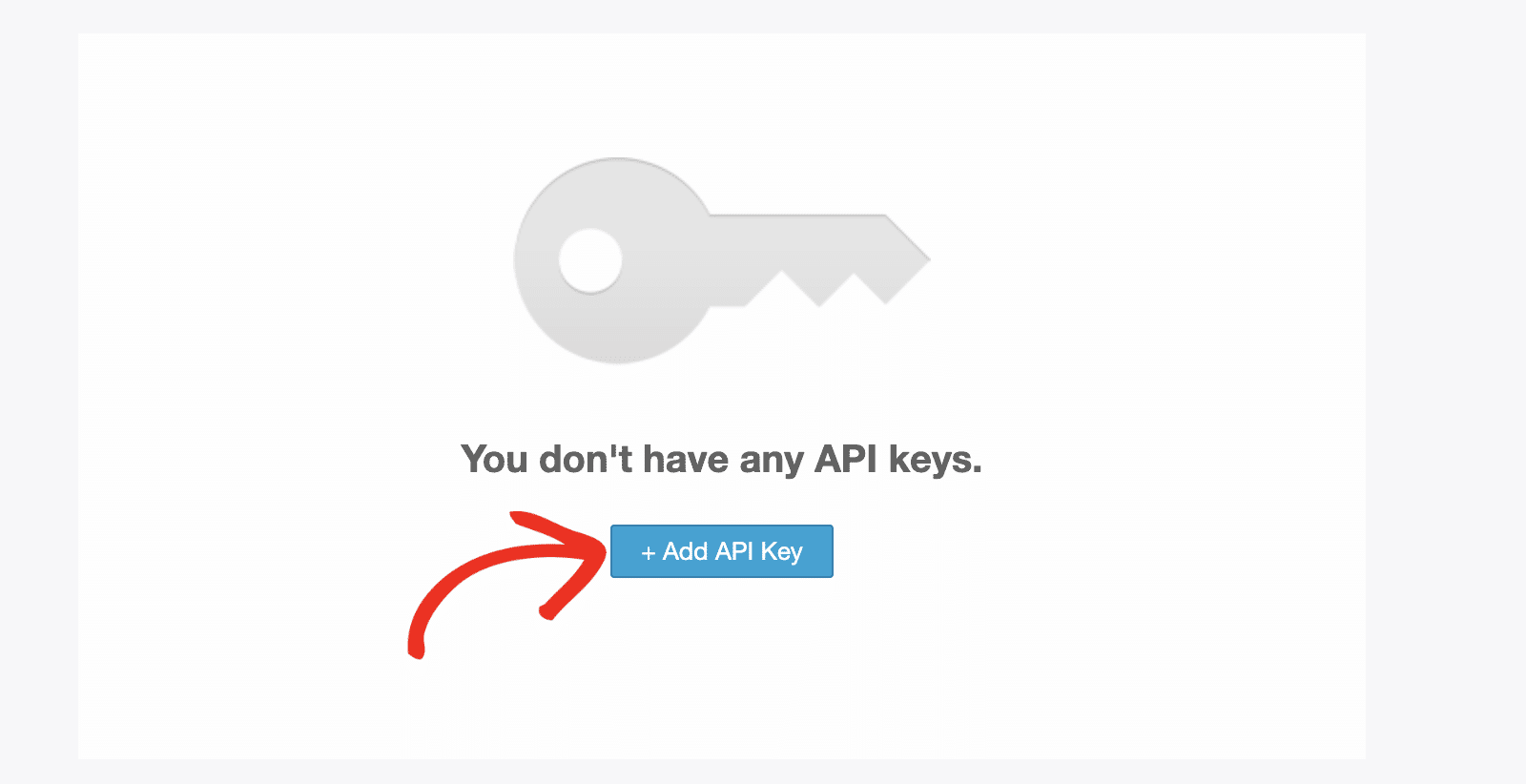 Botão Adicionar chave de API no Mandrill