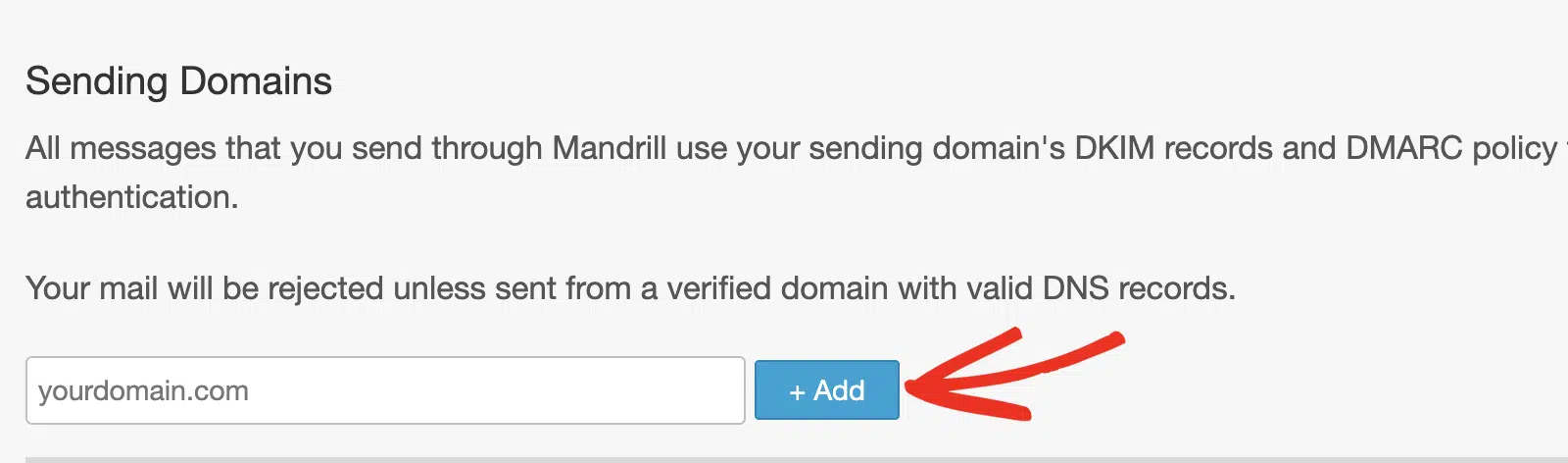 Add domain in Mandrill