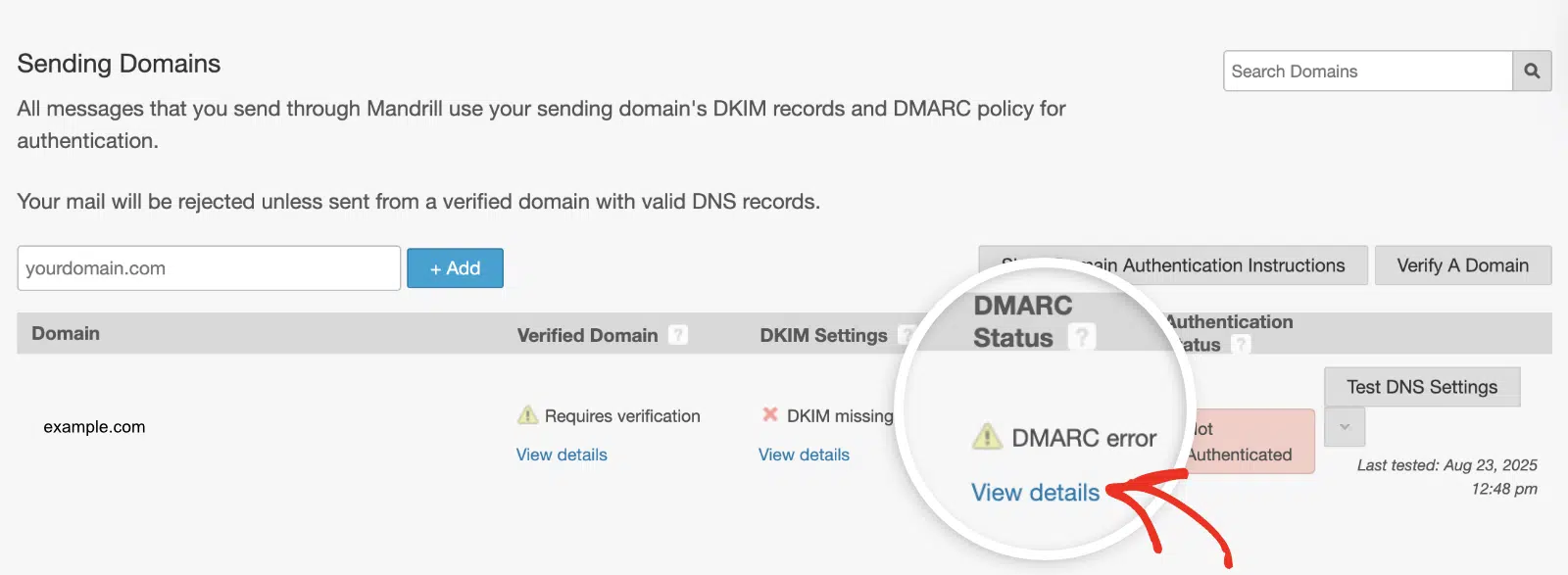 DMARC status