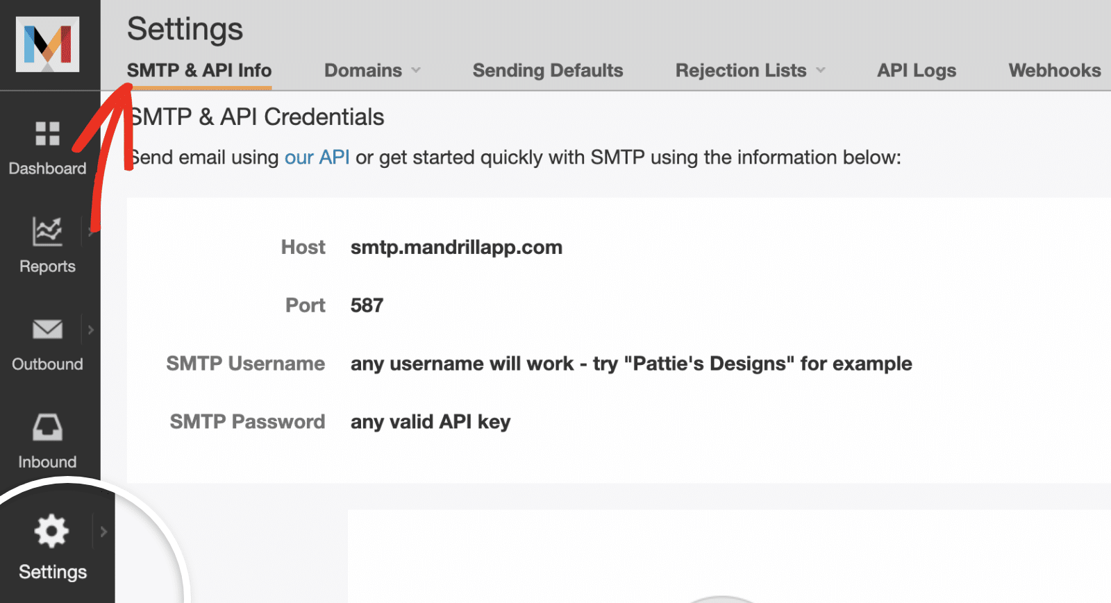 Guia Informações do Mandrill SMTP e API